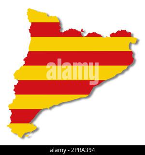 Une carte de drapeau de Catalogne sur fond blanc 3D illustration avec masque Banque D'Images