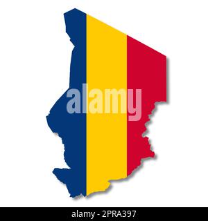 Une carte de drapeau du Tchad sur fond blanc 3D illustration avec masque Banque D'Images