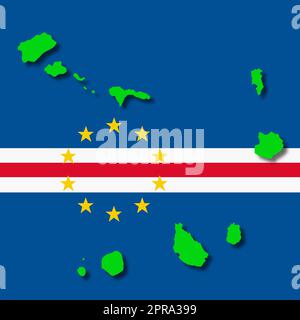 Une carte des drapeaux des îles du Cap-Vert sur l'illustration 3D de fond avec un masque Banque D'Images