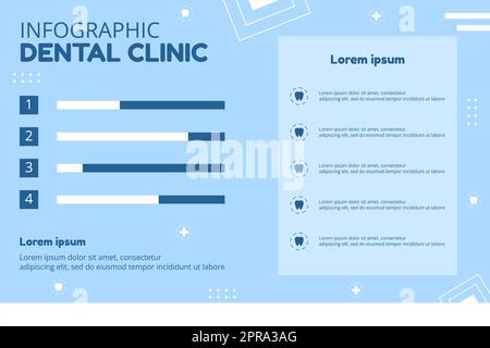 Modèle d'infographie de clinique dentaire dessin main dessin d'un dessin de dessin animé à plat Illustration Banque D'Images