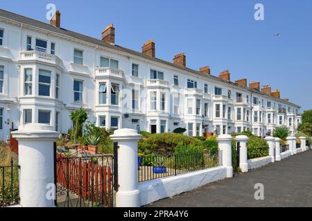 Maisons Mitoyennes sur front de mer, terrasse Alexandra, Exmouth, Devon, Angleterre, Royaume-Uni Banque D'Images
