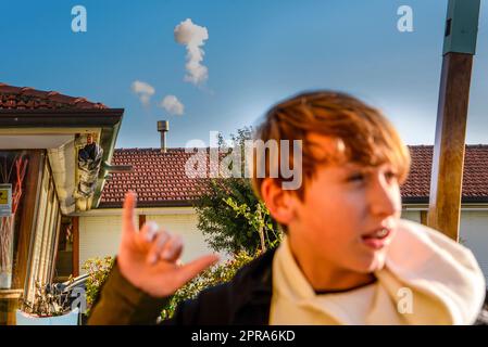 Un moment de la cérémonie d'ouverture des célébrations des 150 ans du Carnaval de Viareggio sur 4 février 2023 à Viareggio, Italie Banque D'Images