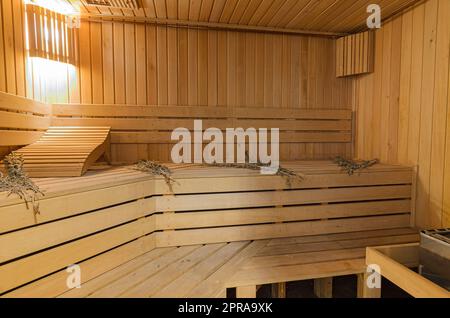 Sauna intérieur dans une maison privée Banque D'Images