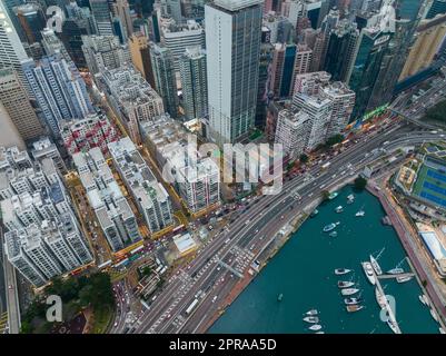 Causeway Bay, Hong Kong 04 novembre 2021 : vue de dessus de la ville de Hong Kong Banque D'Images