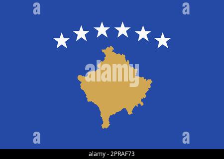 Une illustration d'arrière-plan du drapeau du Kosovo, des étoiles blanches, une carte d'or Banque D'Images