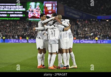 Londres, Royaume-Uni. 26th avril 2023. OBJECTIF. Les joueurs de Liverpool célèbrent le deuxième but marqué par Joël Matip (Liverpool, 32) lors du match West Ham vs Liverpool Premier League au London Stadium, Stratford. Crédit : MARTIN DALTON/Alay Live News Banque D'Images