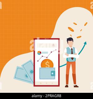 Message important présenté sur le tableau de présentation avec des tableaux et des flèches. Informations de base écrites dans le cadre avec graphiques. Annonce critique affichée. Illustration de Vecteur