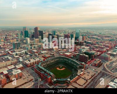 Vue aérienne sur le centre-ville de Denver, Colorado. Banque D'Images