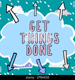 Légende de texte présentant les choses faites. Mot écrit pour être en charge de faire quelque chose de leader action de leadership messages importants écrits dans forme de nuage avec des flèches autour. Banque D'Images
