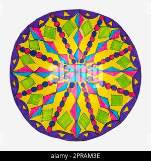Motif mandala décoratif coloré dessiné à la main Banque D'Images