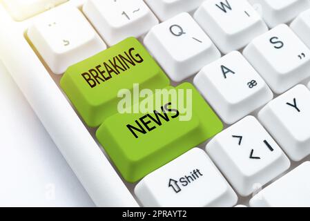 Légende de texte présentant Breaking News. Mot écrit sur l'annonce du rapport spécial en cours Numéro actuel Flashnews -49148 Banque D'Images