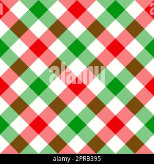 Motif sans couture. Cellule classique en diagonale. Couleur rouge et verte contrastante sur fond blanc. Banque D'Images