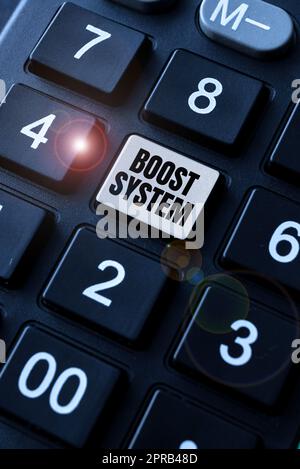 Légende présentant le système Boost. Approche de l'entreprise rajeunir la mise à niveau renforcer être plus sain approche holistique -48805 Banque D'Images