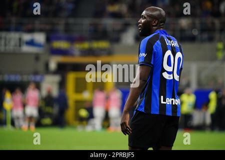 Milan, Italie. 26th avril 2023. Romelu Lukaku (FC Inter) lors de la coupe italienne, Coppa Italia, demi-finales, match de football de 2nd jambes entre le FC Internazionale et le FC Juventus sur 26 avril 2023 au stade Giuseppe Meazza à Milan, Italie - photo Morgese-Rossini/DPPI crédit: DPPI Media/Alamy Live News Banque D'Images