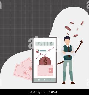 Message important présenté sur le tableau de présentation avec des tableaux et des flèches. Informations de base écrites dans le cadre avec graphiques. Annonce critique affichée. Illustration de Vecteur