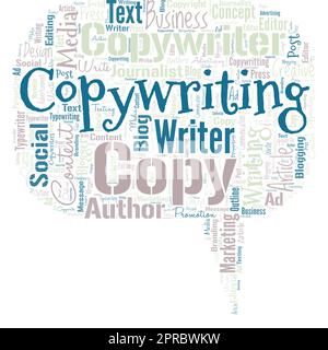 Gros nuage de mot en forme de bulle de la parole avec le mot copywriting. Rédaction du texte de publicités ou de matériel publicitaire Illustration de Vecteur
