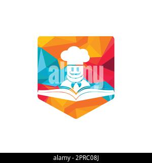 Modèle de conception de logo vectoriel d'étude de chef. Design d'icône d'illustration du logo de l'éducation à la cuisine alimentaire. Illustration de Vecteur