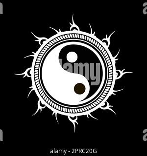 illustration graphique vectoriel de yin yang avec éléments décoratifs Illustration de Vecteur