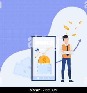 Message important présenté sur le tableau de présentation avec des tableaux et des flèches. Informations de base écrites dans le cadre avec graphiques. Annonce critique affichée. Illustration de Vecteur