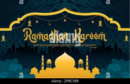 marhaban ya ramadhan social media post design avec des éléments décoratifs Illustration de Vecteur