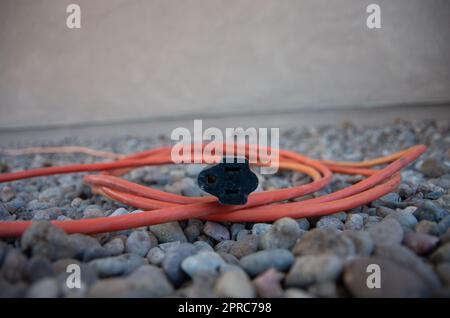 Rallonge extérieure orange dans un lit Rock Banque D'Images