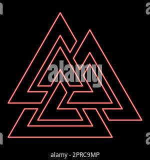 Symbole fluo valknut rouge couleur vecteur illustration image style plat Illustration de Vecteur