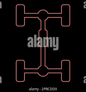 Train de roulement NEON châssis porteur pour voiture cadre de véhicule couleur rouge vecteur illustration style plat Illustration de Vecteur