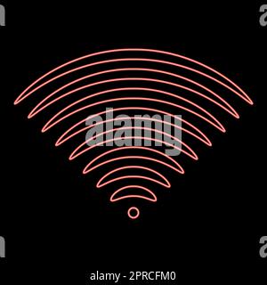 Onde radio néon signal sonore un émetteur de dirrection rouge couleur vecteur illustration image style plat Illustration de Vecteur