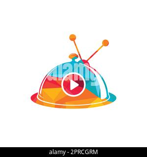 Modèle de conception du logo Bistro Food tv Vector. Concept du logo de la chaîne alimentaire. Illustration de Vecteur