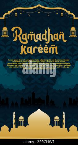 marhaban ya ramadhan social media post design avec des éléments décoratifs Illustration de Vecteur