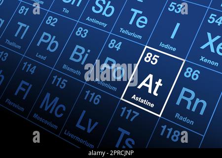 Astatine sur la table périodique des éléments, avec le symbole d'élément à Illustration de Vecteur