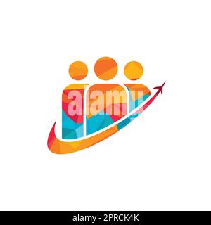 Modèle de conception de logo de vecteur de voyage de personnes. Agence de voyages et logo touristique. Illustration de Vecteur