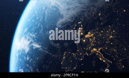 L'Europe et la belle planète Terre vus de l'espace en 4K de l'espace profond dans cette vue épique Banque D'Images