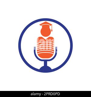 Design du symbole de l'icône du logo vectoriel du podcast de l'étudiant. Concept du logo du podcast de l'éducation. Illustration de Vecteur