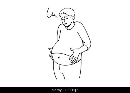 L'homme malsain souffre d'indigestion Illustration de Vecteur