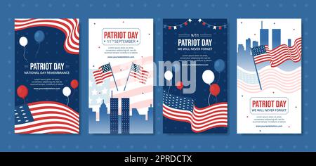 Patriot Day USA Celebration social Media Stories Template dessin main dessin dessin dessin dessin dessin dessin dessin dessin dessin dessin dessin animé dessin animé à plat Illustration Banque D'Images