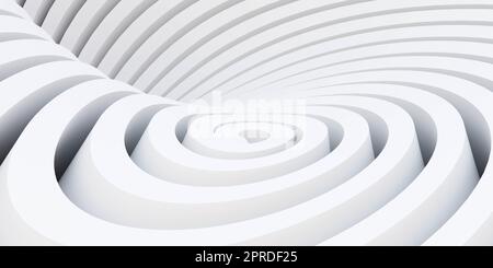 arrière-plan blanc abstrait avec une illustration de rendu 3d de la conception de spirale hypnotique Banque D'Images