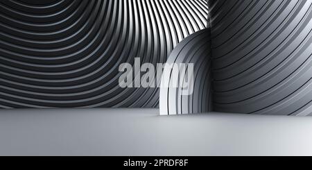 illustration de rendu minimaliste noir et blanc de mur incurvé 3d Banque D'Images