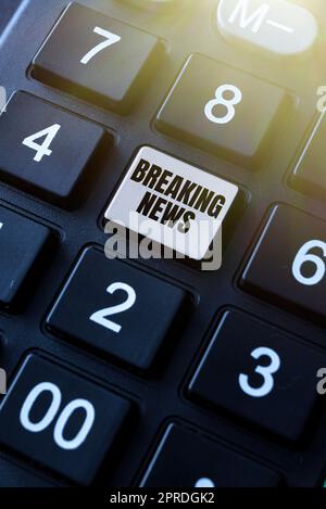 Légende de texte présentant Breaking News. Concept d'affaires annonce du rapport spécial en cours Numéro actuel Flashnews -48805 Banque D'Images