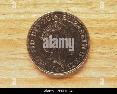 10 pence coin, côté opposé montrant la Reine, monnaie du Royaume-Uni Banque D'Images