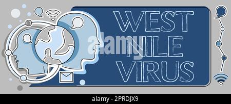 Texte montrant l'inspiration virus du Nil occidental. Internet concept infection virale cause typiquement transmise par les moustiques Cloud pensée bulle et point d'exclamation pour la promotion d'affaires. Banque D'Images