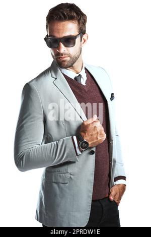 Soyez le meilleur de vous-même, soyez le meilleur. Studio photo d'un beau jeune homme posant sur un fond blanc. Banque D'Images