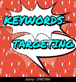 Texte montrant l'inspiration mots-clés TargetingUtilisez les mots pertinents pour obtenir un classement élevé dans les moteurs de recherche, Aperçu des affaires utilisez les mots pertinents pour obtenir un classement élevé Banque D'Images