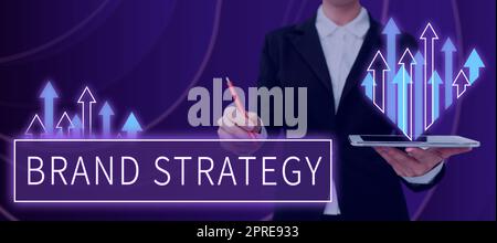 Signature manuscrite stratégie de marque, mot pour plan à long terme exécuté pour le développement d'un bon produit Banque D'Images