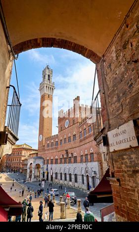 Sienne Toscane Italie. Piazza del Campo Banque D'Images