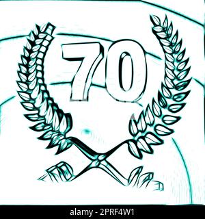 Numéro 70 avec couronne de Laurier ou couronne d'honneur comme 3D-illustration, 3D-rendu Banque D'Images