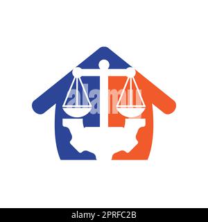 Concept de conception de logo vectoriel d'un cabinet de droit industriel. Cabinet d'avocats avec modèle de conception de logo d'engrenage. Illustration de Vecteur