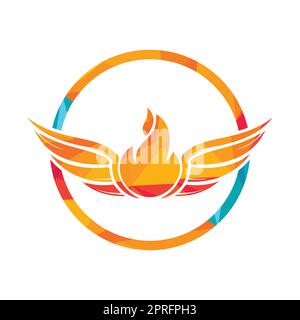 Logo Fire Wings Vector. Forme héraldique avec ailes abstraites, modèle de conception de logo vectoriel. Illustration de Vecteur
