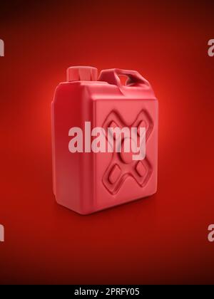 Emballage vierge en plastique rouge gallon sur fond rouge. 3d rendu Banque D'Images