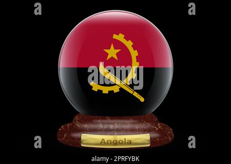 3D drapeau de l'Angola sur un globe Banque D'Images